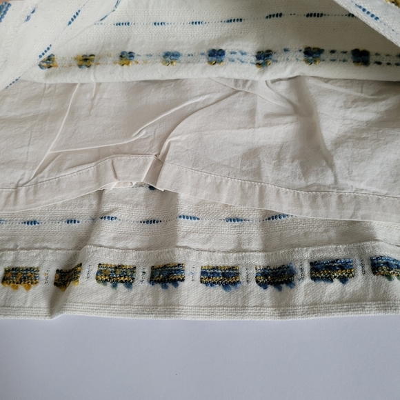 Loft Cream Boucle Yellow Blue Striped Cotton Blend Pencil Skirt - Picture 9 of 10